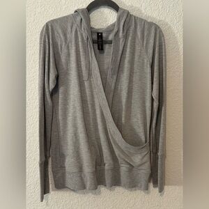 Yogalicious women's hooded, long-sleeve, crossover wrap-style top size M